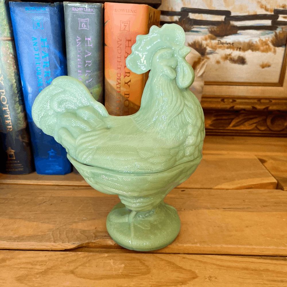 Mosser Glass Jadeite Glass Large Standing Rooster